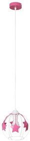 Lustră pe cablu pentru copii STARS 1xE27/15W/230V roz/alb
