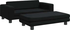 vidaXL Canapea copii cu taburet negru 100x50x30cm piele ecologică