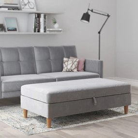 Taburet gri deschis cu tapițerie din catifea Lilly – Støraa