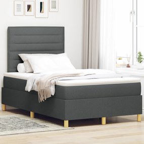 vidaXL Pat cu arcuri cu saltea &amp; LED gri închis 120x200 cm țesătură