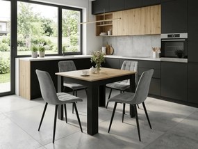 Scaun de masa SPLIT VELVET cu picioare negre, gri deschis