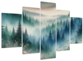 Tablou - Peisaj forestier cu ceață (150x105 cm)