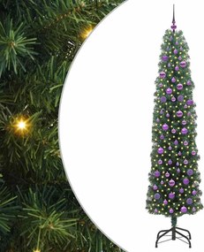 vidaXL Brad de Crăciun artificial Verde 210 cm PVC și oțel și plastic