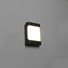 Lampa de perete exterioara de design neagra cu LED IP44 cu senzor de crepuscul - Khuvan