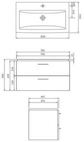 Cersanit S801-154-DSM - Dulap de baie suspendat cu lavoar LARA 80 cm nuc