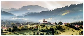Tablou - sătuț în ceață (120x50 cm)