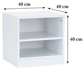 Noptieră Miami deschisă 40x40 cm alb-alb