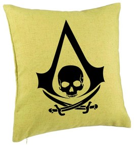 Perna Decorativa cu Assasin&apos;s Creed Fans, 40x40 cm, Verde, Husa Detasabila, Burduf