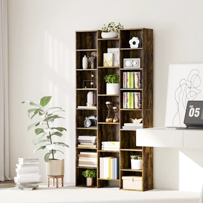 HOMCOM Bibliotecă Modernă din Lemn Înaltă 181 cm cu 21 Compartimente și 10 Rafturi Reglabile, Alb | Aosom Romania