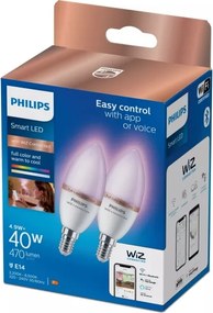Set 2x Bec LED RGB reglabil Philips SMART C37 E14/4,9W/230V 2200-6500K