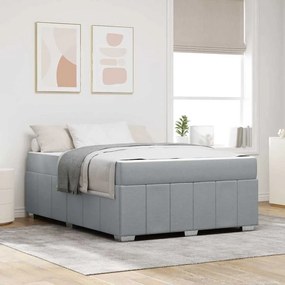 vidaXL Cadru de pat cu saltea Gri deschis 140 x 200 cm țesătură