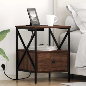 vidaXL Dulap de noapte cu sertar 2 pcs Stejar brun 41.5 x 40.5 x 55 cm