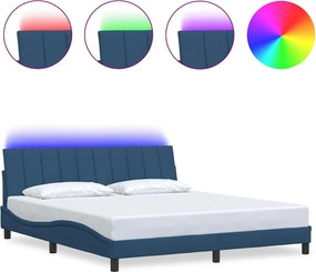 vidaXL Cadru de pat fără saltea, Hanko, albastru, 180x200 cm, textil