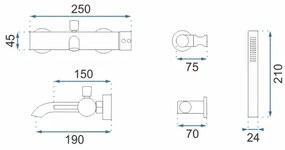 Set pentru cadă LUNGO, auriu periat - REA-B8010