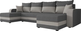 Coltar extensibil in forma de U VALERIO, gri inchis/gri deschis, 305x140 cm