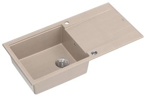 Chiuveta compozit incastrata Quadron Unique Evan 146 XL bej - inox 100x50 cm