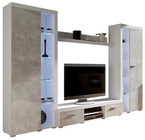 Zondo Mobilier living Rokara Mirjan XL (Alb + beton deschis) (iluminat LED Alb). 1058320