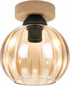 BRILAGI - Plafonieră LED R GLASS 1xE27/60W/230V Ø 18 cm stejar/bej fumuriu