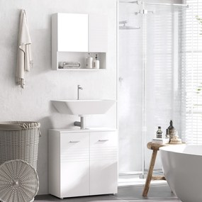 Mobilier Baie Subchiuvetă Kleankin cu 2 Uși, Spațiu de Stocare Eficient, din Lemn, Alb, 60x30x62.5cm | Aosom Romania