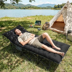 Outsunny Saltea de Camping Pliabilă Portabilă cu Curele Antiderapantă pentru Pat de Camping Cort Călătorii Negru | Aosom Romania