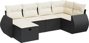 vidaXL Set mobilier de grădină cu perne, 6 piese, negru, poliratan