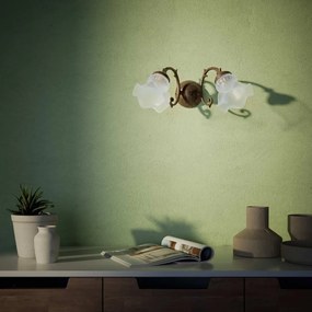 Aplica de perete stil clasic italian din alama si sticla Ricciolo