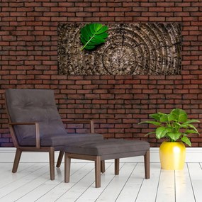 Tablou cu frunză pe trunchi de copac (120x50 cm)