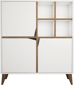 Dulap baie PULSE, alb/nuc, PAL melaminat, cu 3 usi, 100x30x115 cm