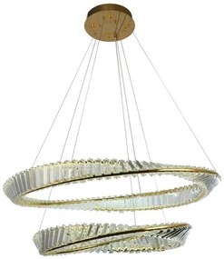 Lustră LED dimabilă pe cablu LED/90W/230V 3000-6500K auriu/crom + telecomandă