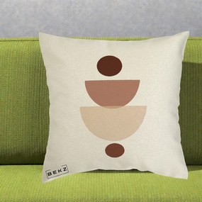 Perna Decorativa Geometric Boho Balance, 40x40 cm, Ecru, Husa Detasabila, Perna Inclusa, BEKZ®