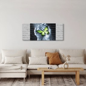 Tablou - Fluture verde în perete (120x50 cm)