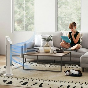 HOMCOM Ventilator turn cu telecomandă, temporizator 7,5 ore, ventilator silențios pentru dormitor, Alb | Aosom Romania