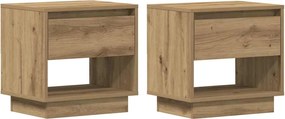 vidaXL Noptieră 2 pcs Stejar Artizanal 45 x 34 x 44 cm Lemn compozit