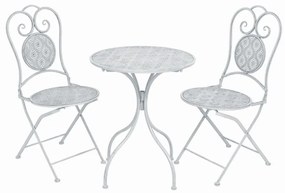 vidaXL Set mobilier de bistro, 3 piese, alb cenușiu, oțel