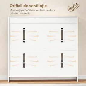 HOMCOM Dulap de Pantofi pentru 25-30 de Pantofi cu Uși Amortizate, Alb Lucios | Aosom Romania