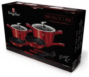 Set oale si tigai marmorate (9 piese) din aluminiu forjat Burgundy Metalic Line Berlinger Haus BH 1228N