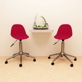 333473 vidaXL Scaune de bucătărie pivotante, 2 buc., roșu vin, textil