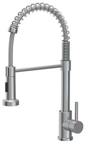 Baterie bucatarie cu dus extractibil Quadron Pop Salma finisaj inox periat