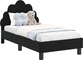vidaXL Cadru de pat pentru copii cu spătar Negru 70 x 140 cm Catifea