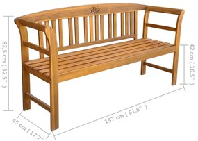 Banca de gradina cu perna, 157 cm, lemn masiv de acacia 157 cm, Crem, 1, 157 cm