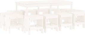 vidaXL Set mobilier de grădină, 13 piese, alb, lemn masiv de pin
