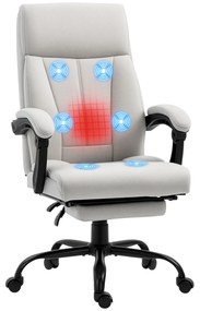 Vinsetto Scaun de birou cu masaj, Scaun de calculator, Incalzire la nivelul lombar, Functie de inclinare, Gri deschis | Aosom Romania