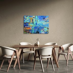 Tablou pe sticlă - pictură abstractă în ulei (70x50 cm)