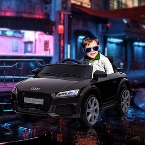 HOMCOM Masina Electrica pentru Copii AUDI TT, Auto Electrica pentru Copii 3-5 Ani cu Telecomanda, USB, Portiere care se deschid si Faruri LED, Negru