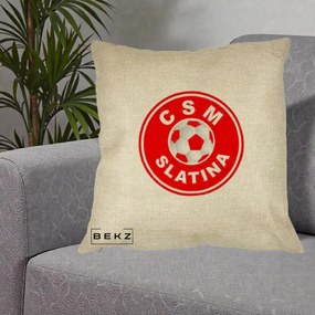 Perna Personalizata CSM Slatina Fotbal, 40x40 cm, Crem, Husa Detasabila, Perna Inclusa, BEKZ®