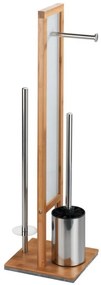 Perie WC cu suport hartie igienica RIVALTA, 3in1, Bambus, 70x23x18 cm, WENKO