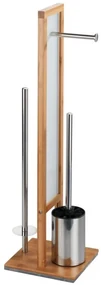Perie WC cu suport hartie igienica RIVALTA, 3in1, Bambus, 70x23x18 cm, WENKO