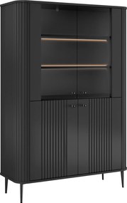 Vitrină cu patru uși Vesper 103 cm - negru / picioare negre