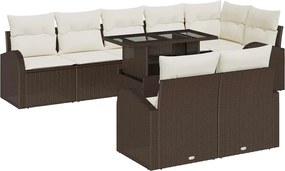 vidaXL Set de canapele pentru grădină 9 pcs Maro și Crem poliratan