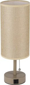 Brilagi - Lampă de masă TABLON cu port USB 1xE27/25W/230V bej